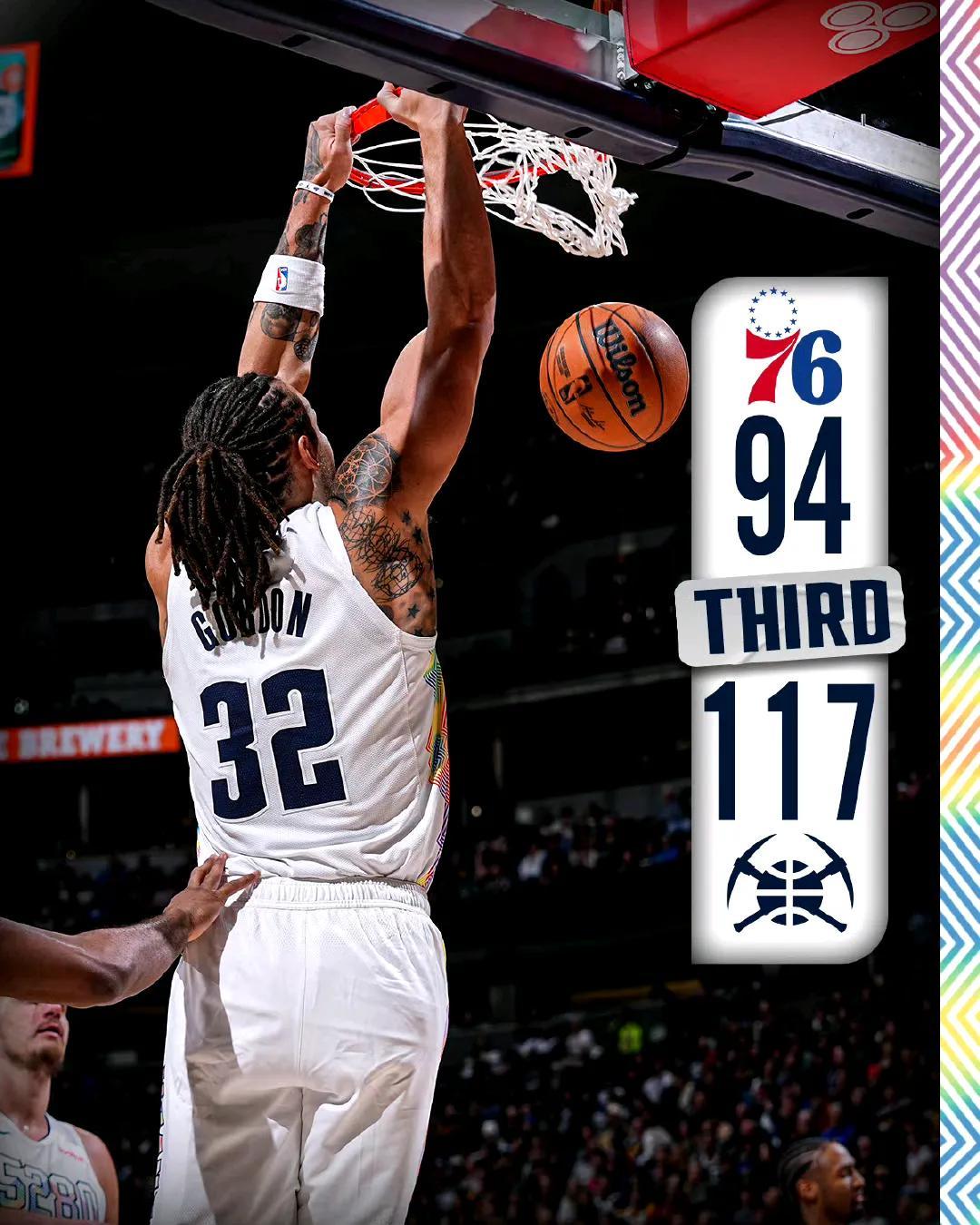 76人爆冷掘金,恩比德制霸全场 76人爆冷掘金,恩比德制霸全场